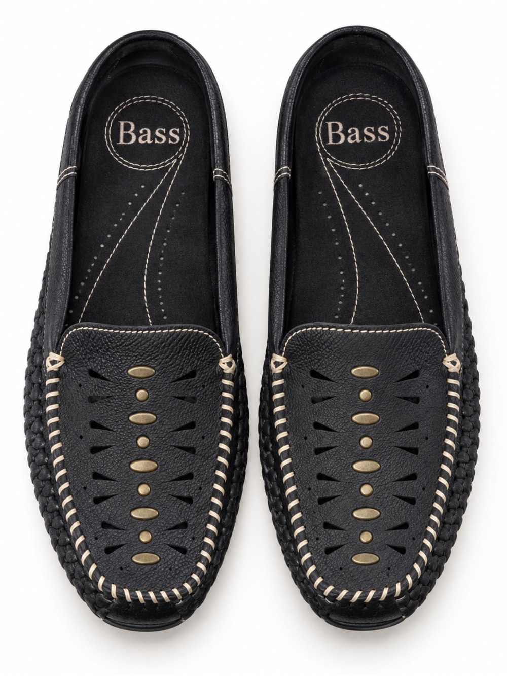 G.H. Bass Black Leather Studded Moccasin Loafers Women’s Size 6.5